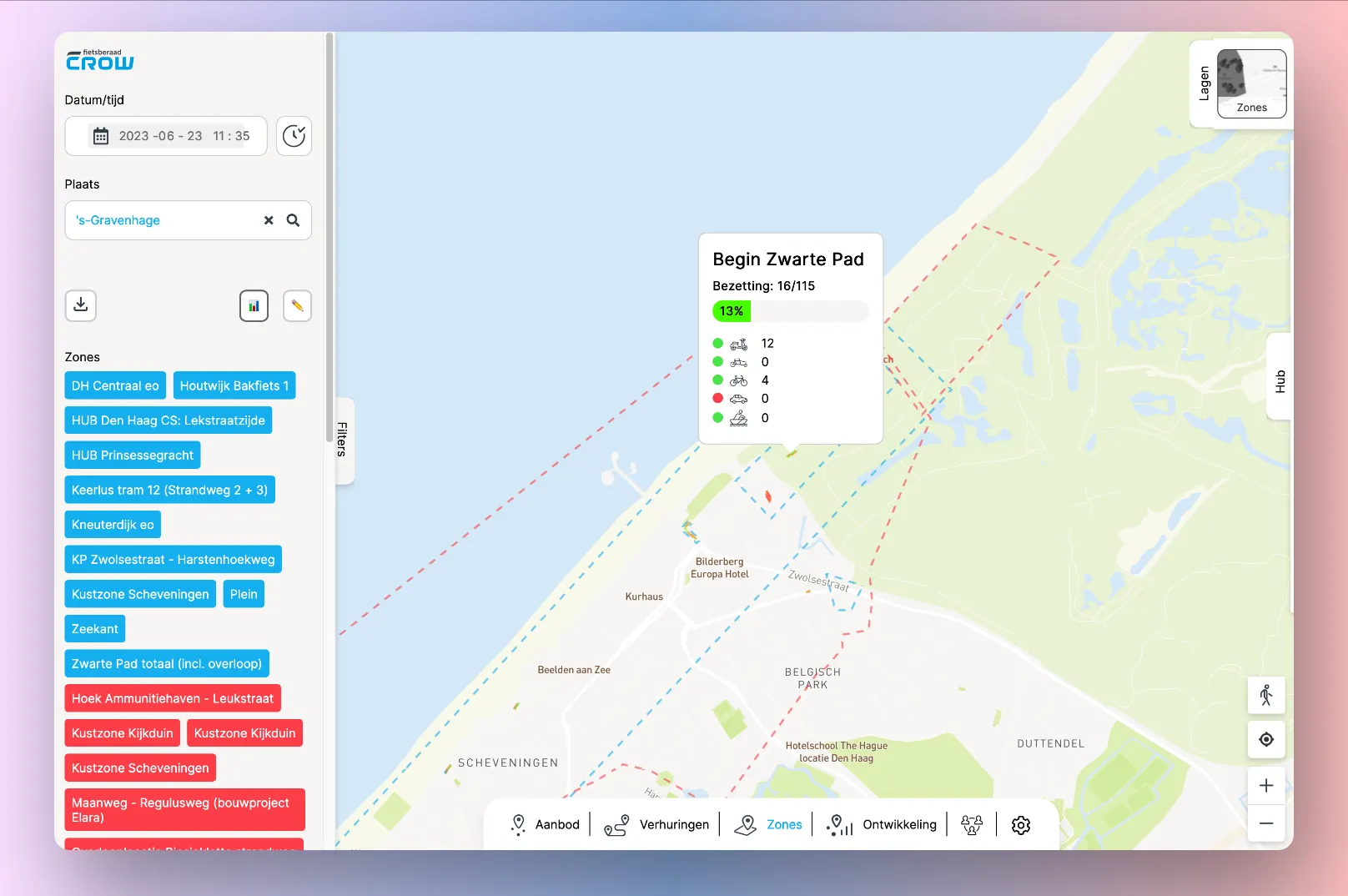 Zonefunctionaliteit in dashboarddeelmobiliteit